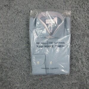 Charles Tyrwhitt Shirt Mens 15.5 34 Green Geometric Non Iron Stretch Slim NWT